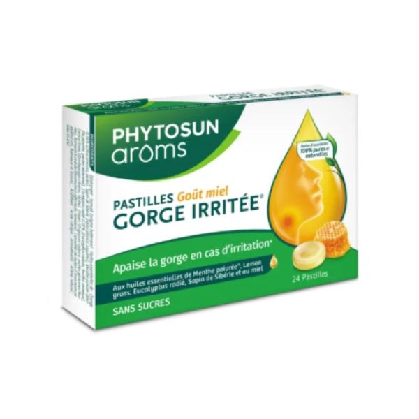 Phytosun Pastilles Miel Gorge Irritée bte 24