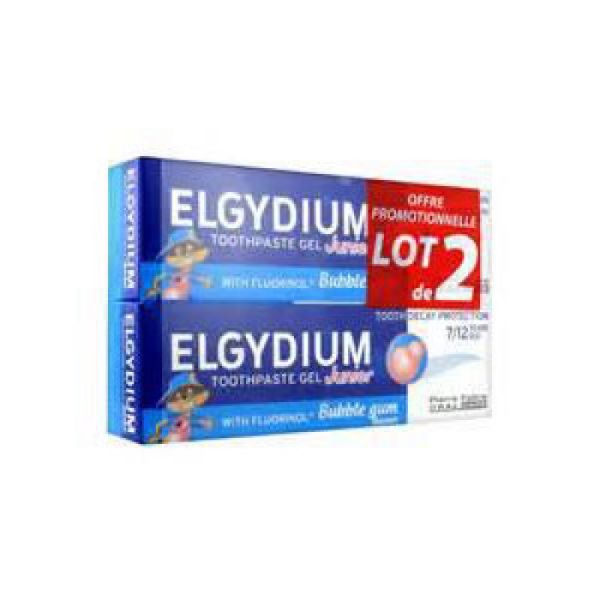 ELGYDIUM dentifrice 7/12 ans arôme bubble lot de 2